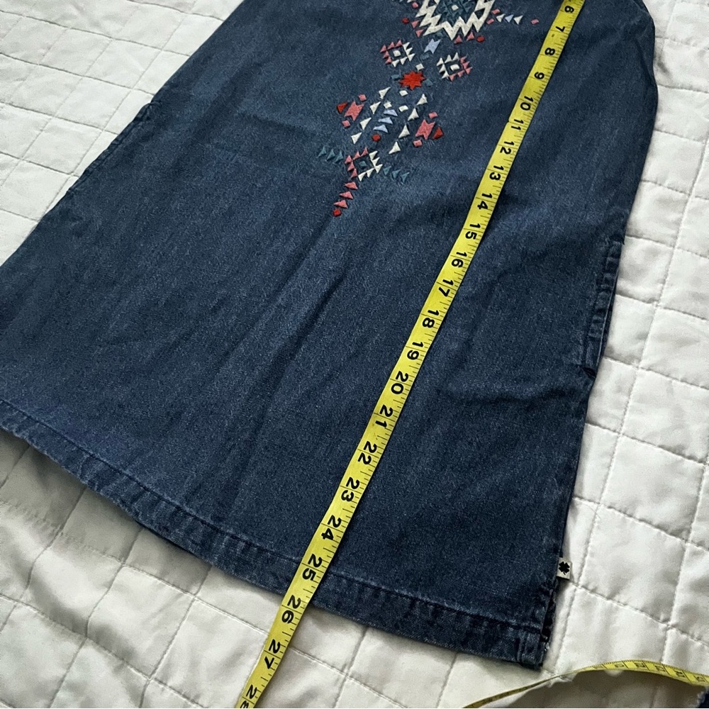LUCKY Brand Geo Embroidered Sleeveless Dress CALI Lucy Wash Denim Girls' Size 6X - Picture 3 of 9